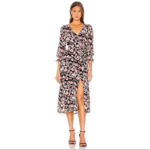 Sanctuary Fontana midi dress in filtered spring black pink revolve button